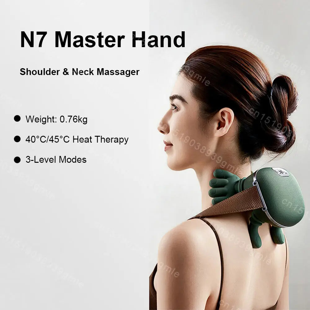 Neck Shoulder Massager Deep Tissue Shiatsu Back Cervical Massage Machine Bionic Heated Fatigue Relief Relax Muscle 3-Level 