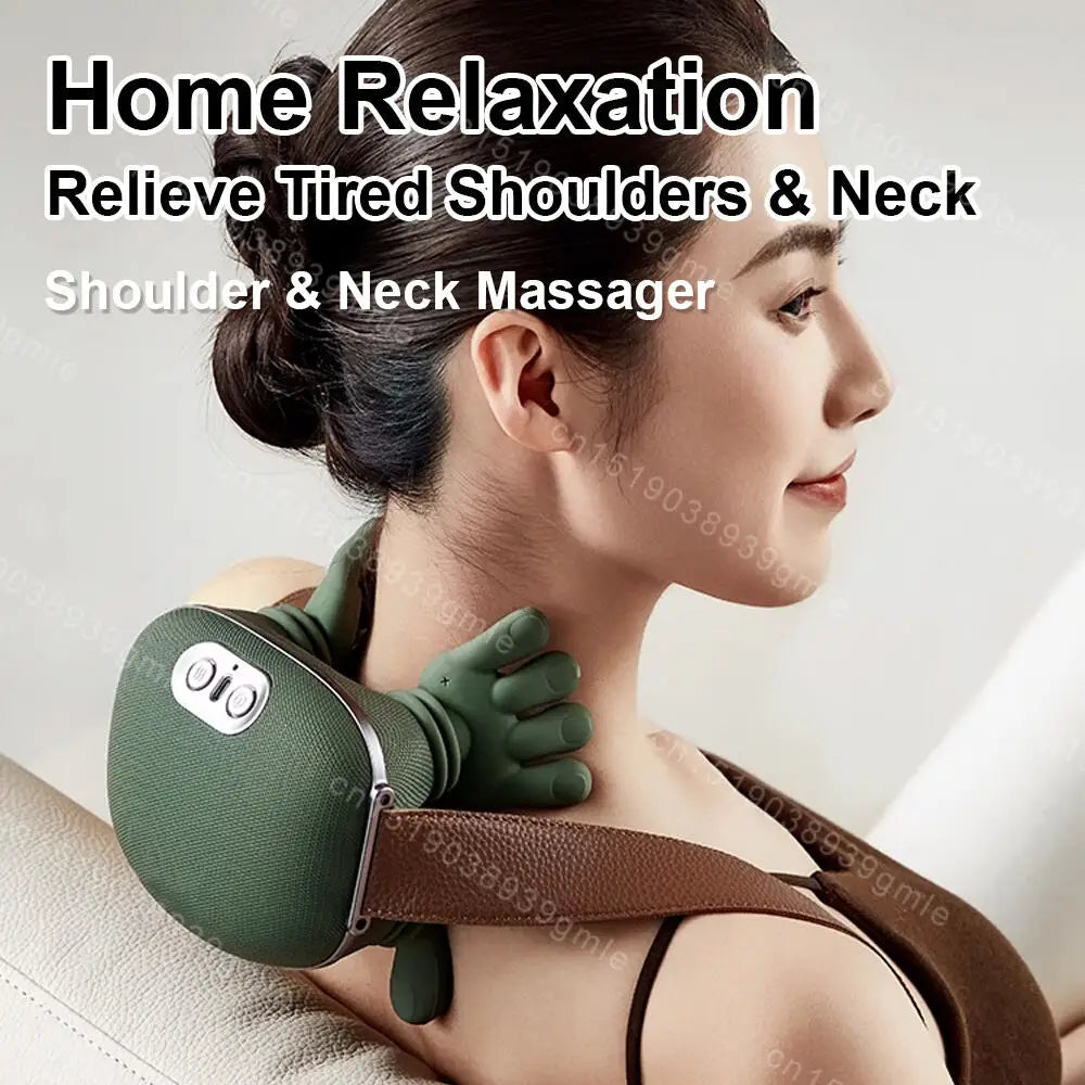 Neck Shoulder Massager Deep Tissue Shiatsu Back Cervical Massage Machine Bionic Heated Fatigue Relief Relax Muscle 3-Level 