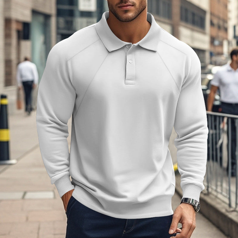 Spring Polo Collar Solid Color  Polo Shirt Men