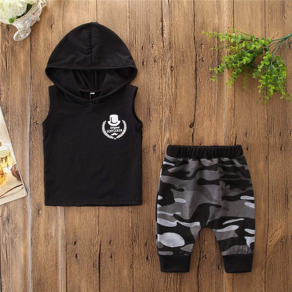 2PCS Toddler Kids Baby Boy -shirt Tops Camo Pants Outfits