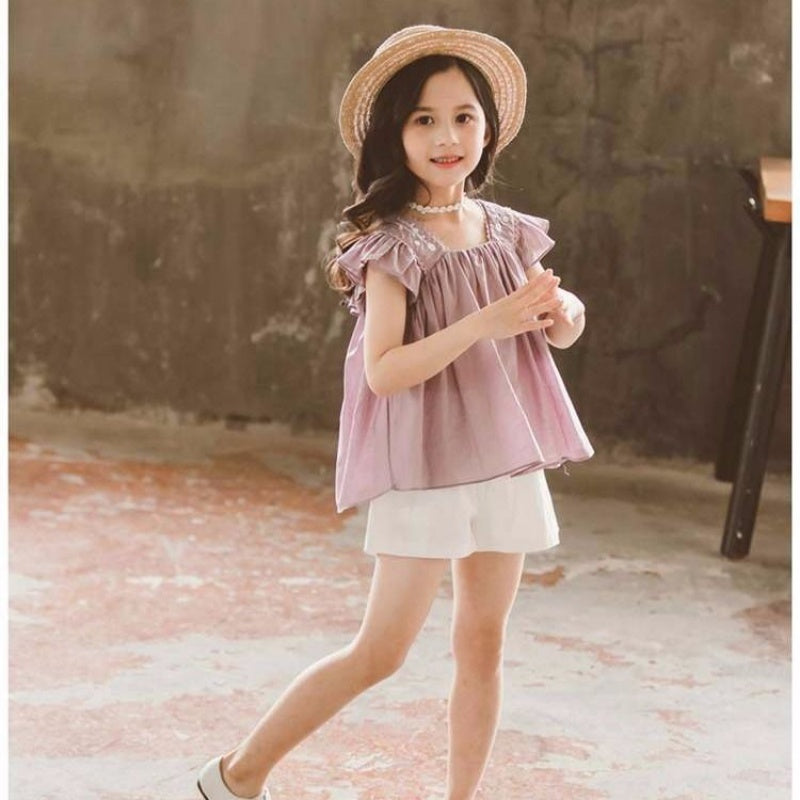Girls Summer New Style Little Girl  Western Style Short-S