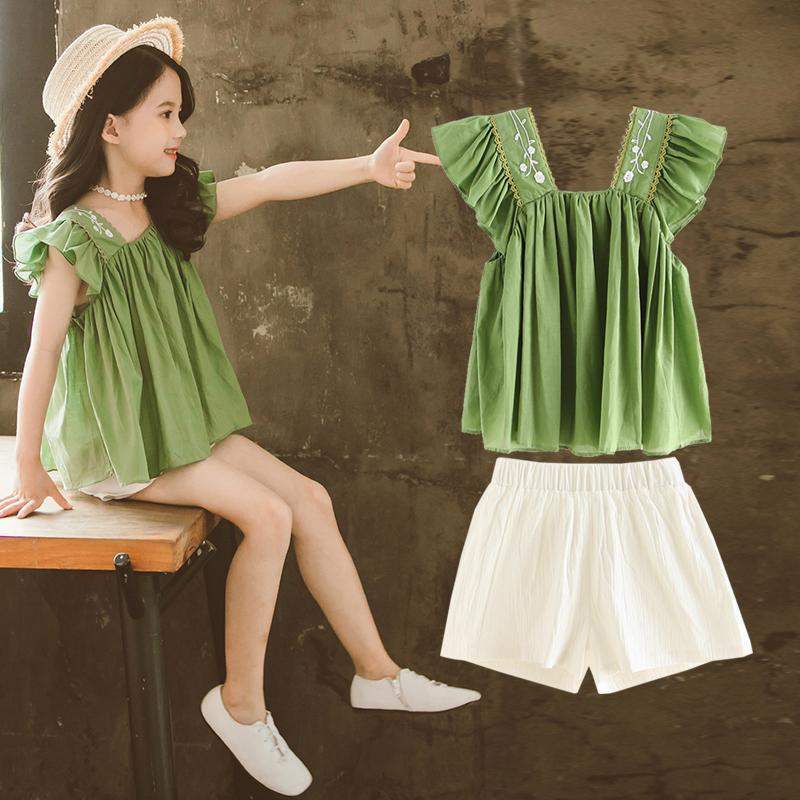 Girls Summer New Style Little Girl  Western Style Short-S