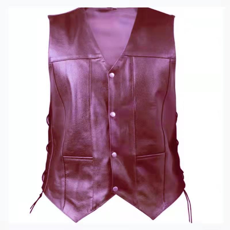 Men's Clothing Leather Waistcoat V-neck Single Breasted