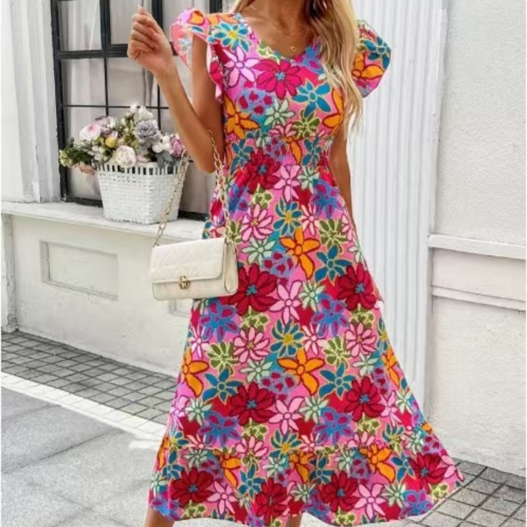 Fashion Floral Print Sleeveless Dress