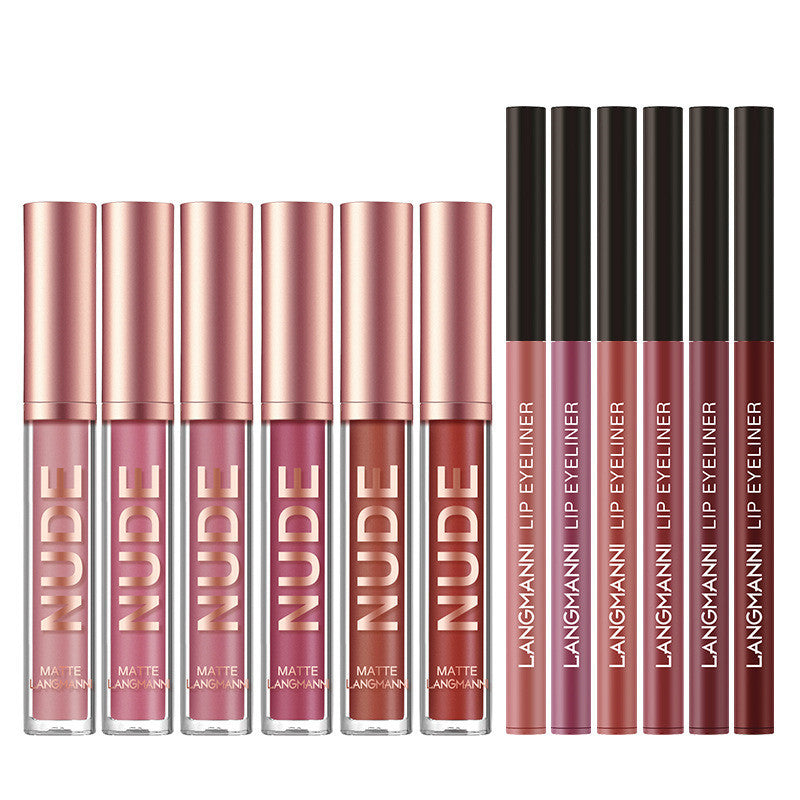 Lip Liner And Lipstick Makeup 12 Pcs Set 6 Mat