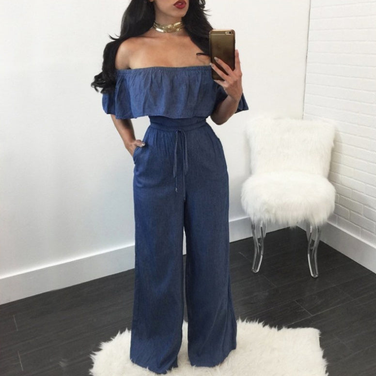 Women's Wide-leg Ruffled Jumpsuit European And American Sexy