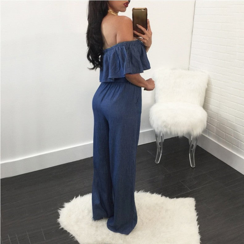 Women's Wide-leg Ruffled Jumpsuit European And American Sexy