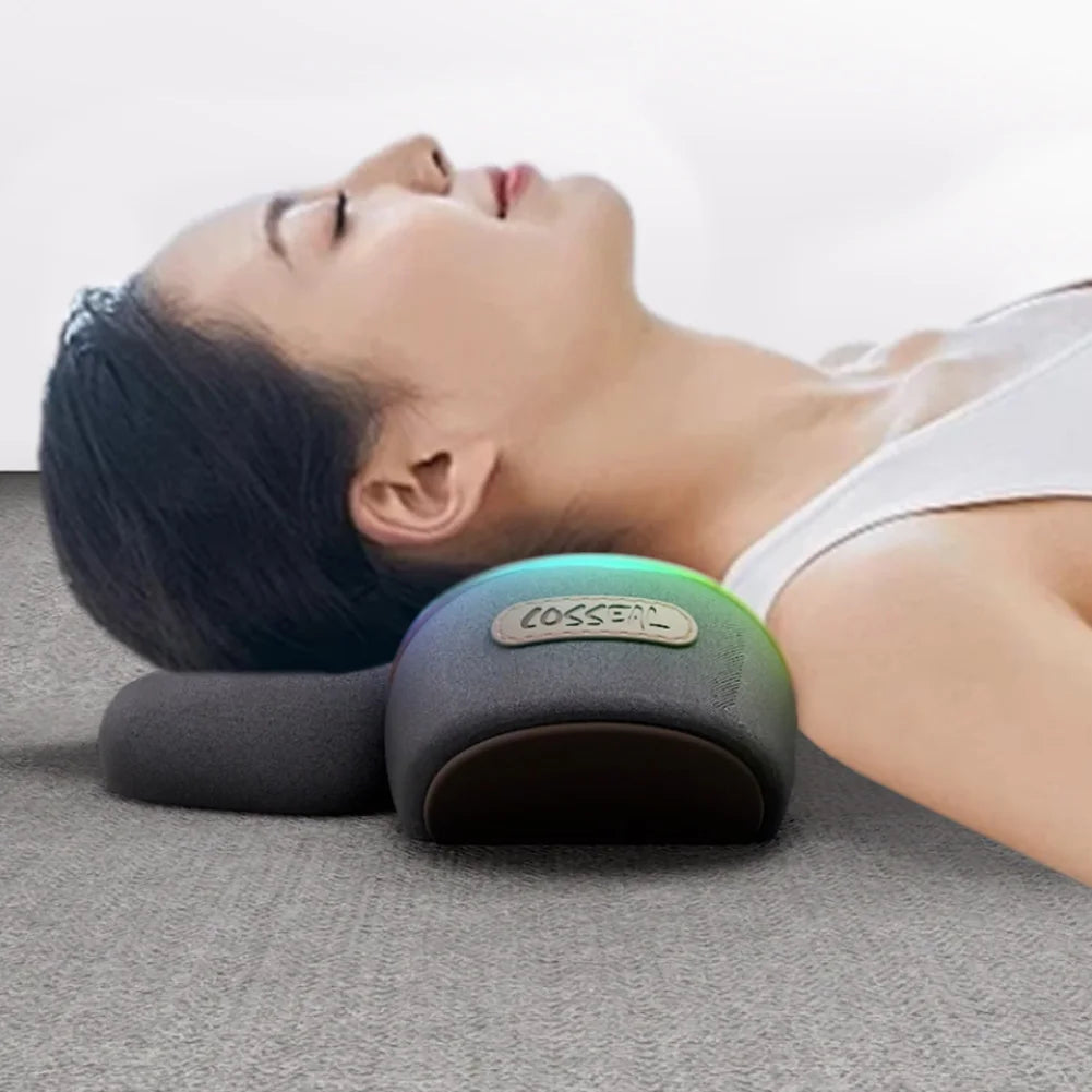 Neck Massager Pillow Ergonomic Electric Neck Pillow Heat & Vibration Memory Foam Pillow Multi-Function for Neck Back Shoulder