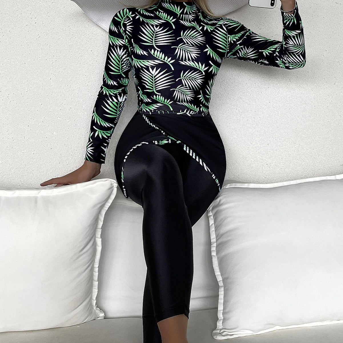 Split Three-piece Sports Plus Size Long-sleeved Swimsuit Cross-border