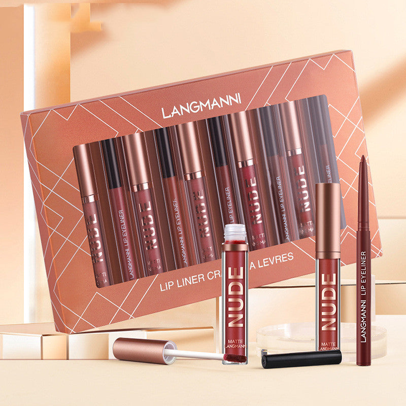 Lip Liner And Lipstick Makeup 12 Pcs Set 6 Mat
